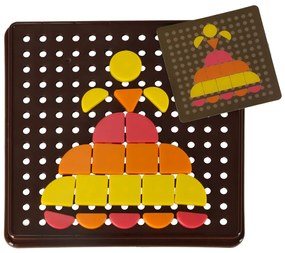 KIK Detská kreatívna mozaika 170 ks – puzzle 5 farieb, doska a 10 kariet (3+)