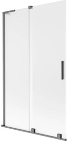 Mexen Velar L, 2-krídlová posuvná vaňová zástena 110 x 150 cm, 8mm sklo námraza, brúsený grafit, 896-110-003-31-66