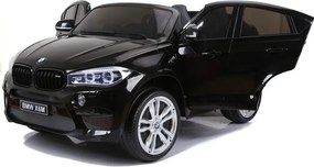 LEAN CARS Elektrické autíčko BMW X6M pre deti čierne lakované LED MP3