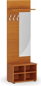 Vešiaková stena s botníkom a zrkadlom HORIZONT, 3 háčiky, polica, roky vodorovne, čerešňa