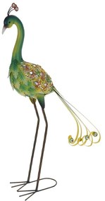 Záhradná kovová figúrka Peafowl, 80 cm, zelená