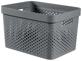 Sivý úložný košík Curver Infinity Dots, 17 l