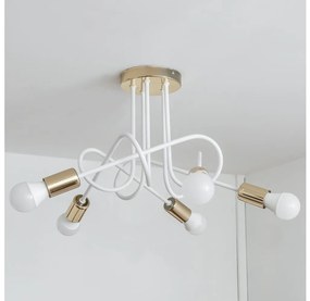 Pritrdjena stropna svetilka OXFORD 5xE27/15W/230V, zlata/bela