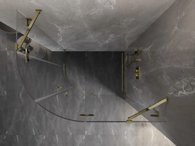 Mexen Lunar, pravý polkruhový sprchový kút 100 x 80 cm, 8mm číre sklo, zlatý profil, 833-100P-080L-50-00