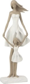 Bielo-taupe dekorácia matka a dcéra - 15*10*45 cm