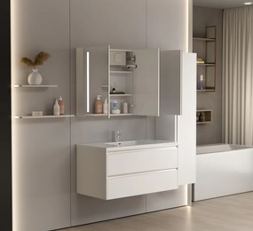 Erga Hana, zrkadlová galérka s LED osvetlením 100x70cm s integrovanou zásuvkou, biela, ERG-V05-HANA-1070-WH