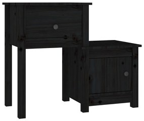 vidaXL Nočný stolík čierny 79,5x38x65,5 cm masívne borovicové drevo