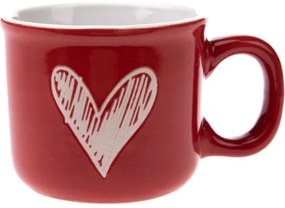 Súprava 6 keramických hrnčekov Srdiečko I, 90 ml, červená