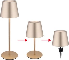 Globo 58488CH-LED Dotyková stmievateľná nabíjacia vonkajšia stolná lampa VANNIE 3W/5V IP54 1800mAh mosadz