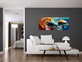 Obraz - Maľba delfínov (120x50 cm)
