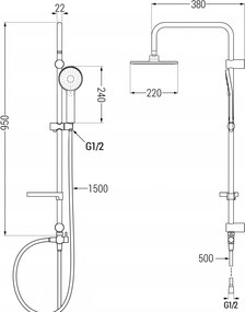 Mexen Carl sprchový set s dažďovou sprchou a sprchovou batériou Milo, chrómová, 71340240-00