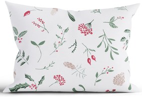 Vianočná bavlnená obliečka na vankúš Renforcé 50 × 70 cm - Cezmínové vetvičky