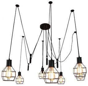 Závesné svietidlo H85 industrial, klietka 7 74196 - kov - Čierna