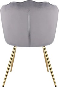 Jedálenská stolička FIORE zamatová, sivá / zlaté nohy