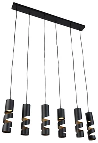 Moderne hanglamp zwart 6-lichts - Stream