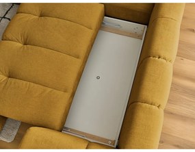 Rozkladacia/s úložným priestorom rohová pohovka v horčicovej farbe (ľavý roh/do L) Fuji – Bobochic Paris