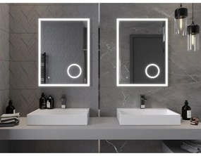 Mexen Kala, LED kúpeľňové zrkadlo s podsvietením a kozmetickým zrkadlom 60 x 80 cm, 6000K, ochrana proti zahmlievaniu, 9820-060-080-611-00