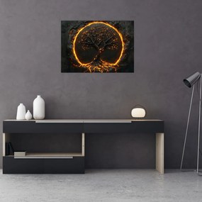 Sklenený obraz – Strom života v láve II. (70x50 cm)