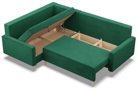 Rohová rozkladacia sedačka BLANK Elegant ľavá, fľaškovo zelená