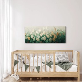 Obraz - Zlato-zelené listy (120x50 cm)