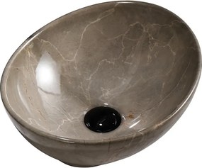 BPS-koupelny Keramické umývadlo na dosku HYD-LU-MAR8-405 40,5x30 cm, hnedý mramor