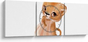Obraz - Akvarelové zvieratko N⁰6 (s hodinami) (90x30 cm)