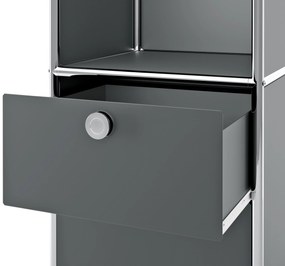 Kovová skrinka »CN3« s 2 výklopnými priečinkami a 2 zásuvkami, sivá