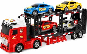 LEAN Toys Nákladné auto Lora Transporter s odťahovkou pre 4 autá, svetlá a zvuky