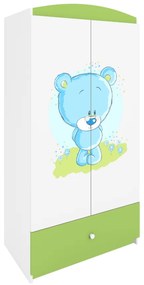 Detská skriňa Babydreams 90 cm medvedík zelená