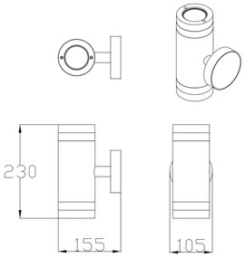 Vonkajšie nástenné svietidlo RINO 2xGU10/12W/230V IP54 čierna