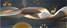 Obraz - Grafika s jeleňom (120x50 cm)