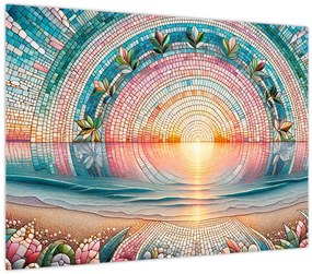 Sklenený obraz – Mozaika zapadajúceho slnka (70x50 cm)