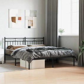 Kovový rám postele s čelom čierny 160x200 cm 373694