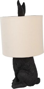 Čierna stolná lampa králik s bielym tienidlom Rabbi - Ø 20*43 cm