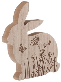 Drevený zajac s motívom kvetín, 16 x 2 x 19 cm​