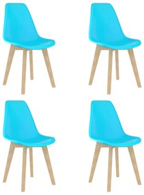 Jedálenské stoličky 4 ks, modré, plast 289126