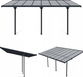 Záhradný Garážový Altánok Atlanta 3x5 m Polykarbonát na stenu, sivý