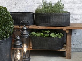 3ks oválny plechový zinkový antik obal na kvetináč Planters - 52*26*18/ 42*20*15/ 32*14*12cm