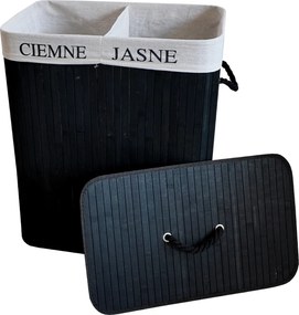 TRENDIE Bambusový kôš na prádlo 100l čierny + DARČEK