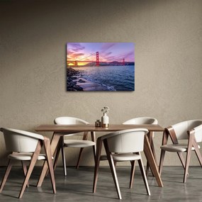 Obraz mosta pri západe slnka (70x50 cm)