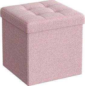Dekorstudio Taburetka s úložným priestorom LSF028R01 z ružovej látky 30x30x30 cm