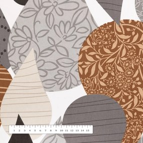 Biante Bavlnený behúň na stôl Sandra SA-507 Hnedo-sivé kvapky s ornamentami 20x120 cm