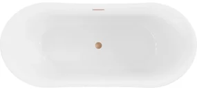 Mexen Montana, voľne stojaca vaňa 170 x 80 cm, biela-čierna, medený prepad, 52011708075-65