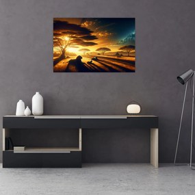 Obraz - Oddychujúce levy (90x60 cm)