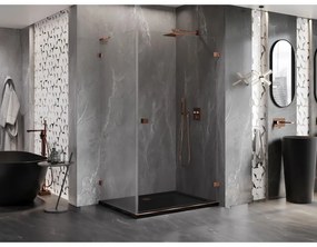 Mexen Lunar-B L pravý výklopný sprchový kút 85 x 80 cm, číre sklo, ružové zlato, 832L-085-080-60-00-P