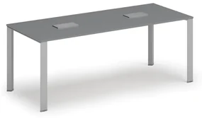 Stôl PRIMO INFINITY 2000 x 900 x 750, grafit + 2x stolná zásuvka TYP V, strieborná
