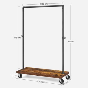 Stojan na oblečenie s vysokou nosnosťou do 90 kg, čierny