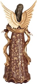 Vínovo-zlatá dekorácia anjel so zdobením Angel - 20*15*45 cm