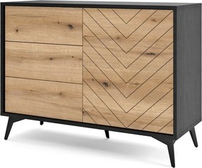 Úložná komoda so zásuvkami Diamond, čierna/dub