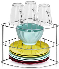 VILDE Prídavná polica, 3-poschodová, rohová, strieborný kov 23 x 23 x 21,5 cm